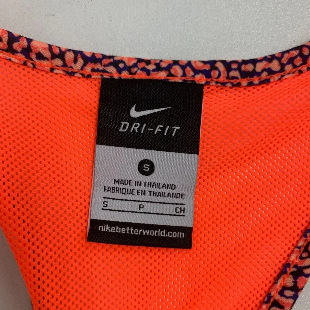 Nike Tank Top Womens S Small Animal Print Neon Lightweight Racerback Running